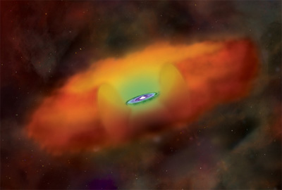 Illustration of Black Hole with Accretion Disk and Torus