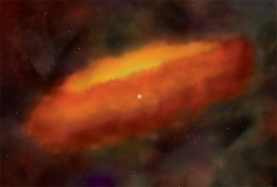 Illustration of Black Hole with Accretion Disk and Torus