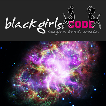 Image of black girls code logo and crab nebula