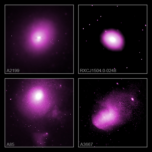 Images of four of the galaxies included the study. They are Abell 2199, RXCJ1504.1-0248, Abell 3667 and Abell 85