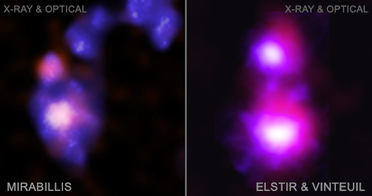 Images of Mirabilis, Elstir and Vinteuil side by side labeled with their names and wavelengths
