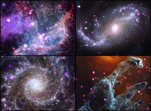 Image of NGC 346, NGC 1672, M74 & M16