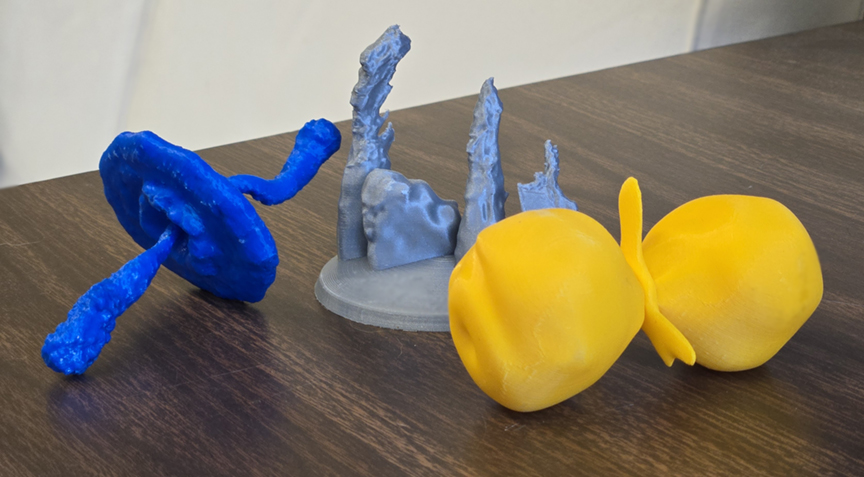 Photo of a collection of small 3D printed models.